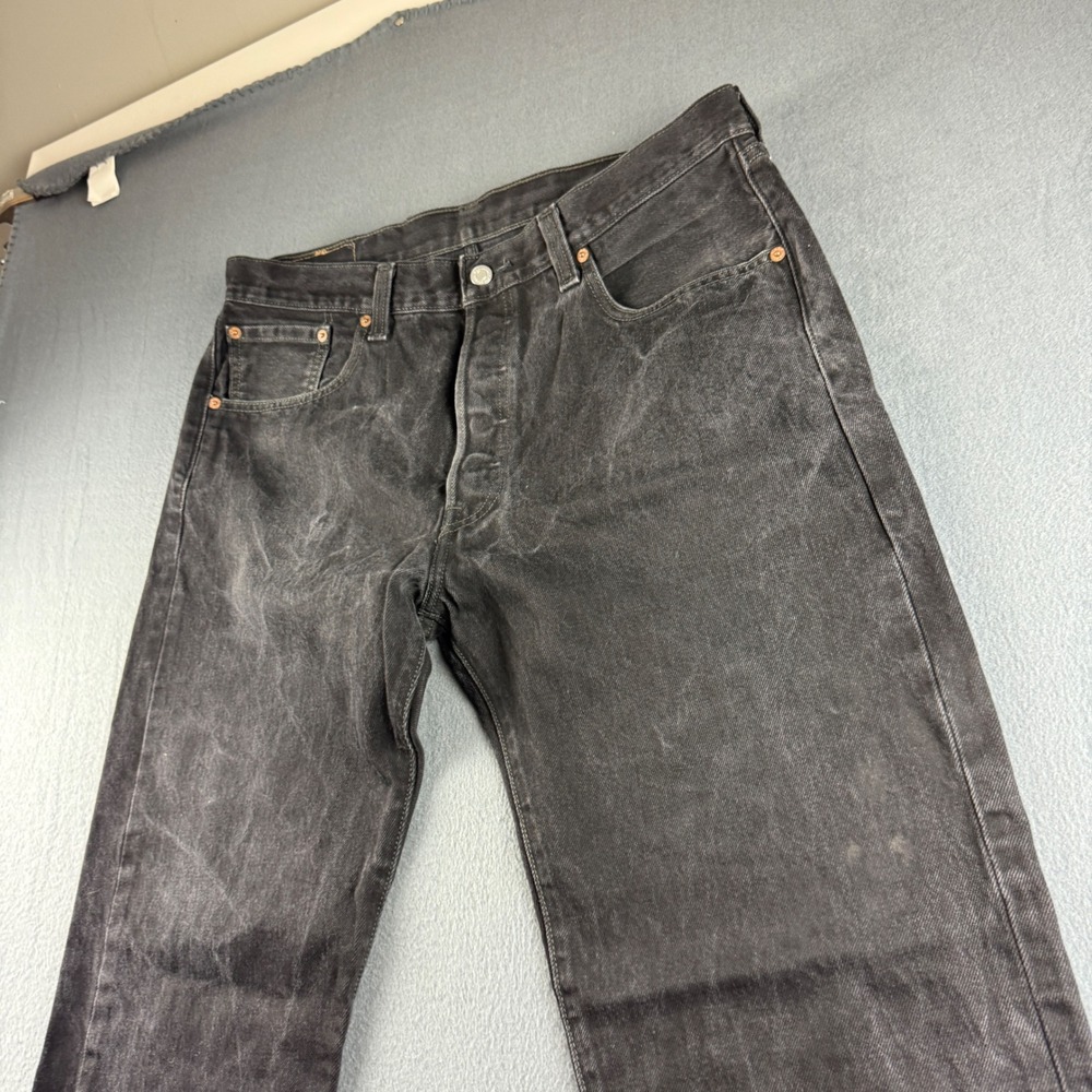Levis 501 Jeans Men's 36x32 Black Button Fly Straight Leg Regular Fit Workwear